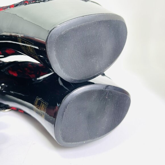 Ellie Shoes Camila Platform Lace Ankle Boot Black Faux Leather Size 10 - Picture 6 of 7